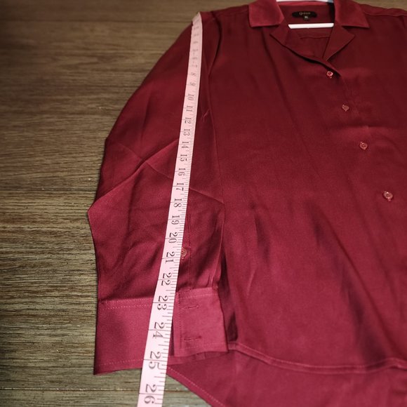 Quince Washable Stretch Silk Notch Collar Blouse NWT Burgundy XL - Picture 4 of 7